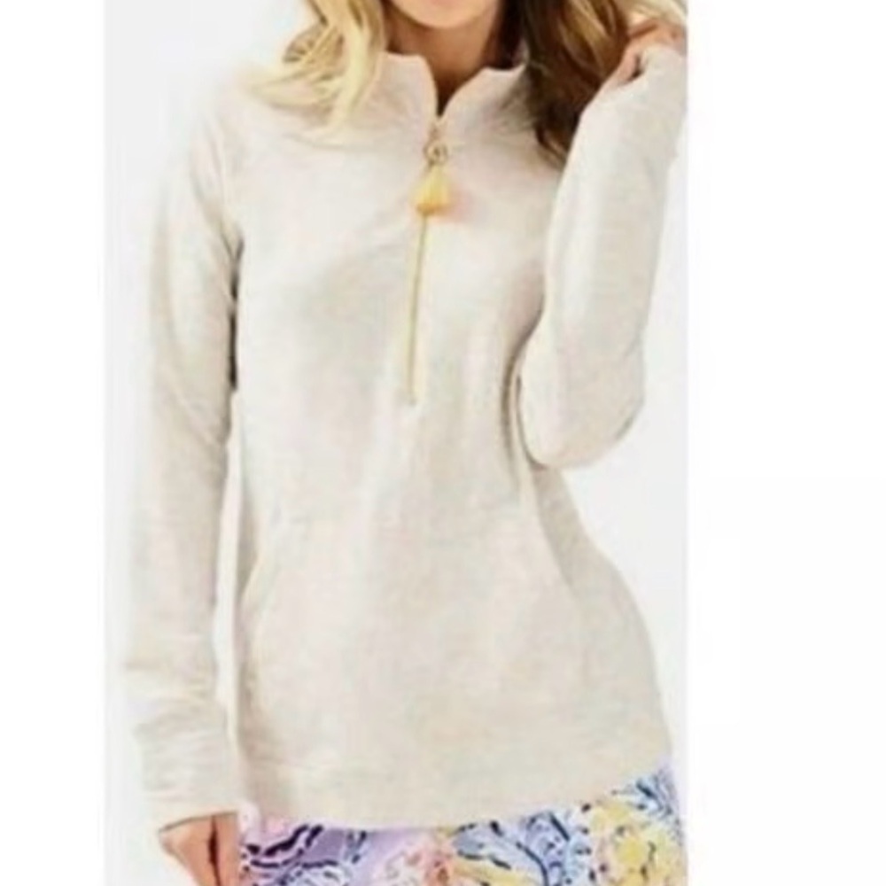 Lilly Pulitzer Sunny State of Mind Cream Quarter-Zip Pullover